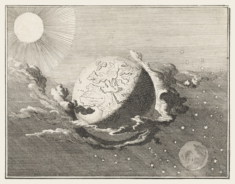 Universe with Earth, Sun, Moon, and Stars