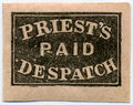 1851, Priest's Despatch, Paid (2¢) #121L4 (black on rose) prob. forgery