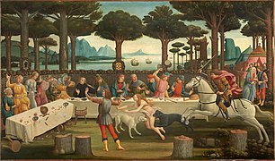 The story of Nastagio degli Onesti by Sandro Botticelli: