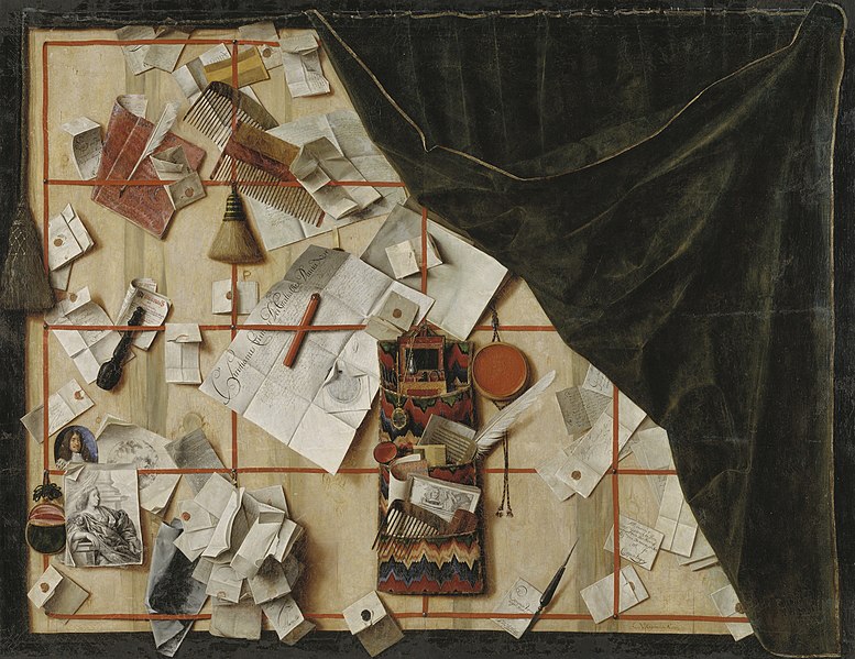 File:Cornelius Norbertus Gijsbrechts - Trompe l'oeil of a Letter Rack with Christian V's Proclamation - KMS1902 - Statens Museum for Kunst.jpg