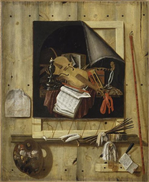 File:Gijsbrechts, Cornelius N. - Trompe-l'œil mit Atelierwand und Vanitasstillleben - 1665.jpg